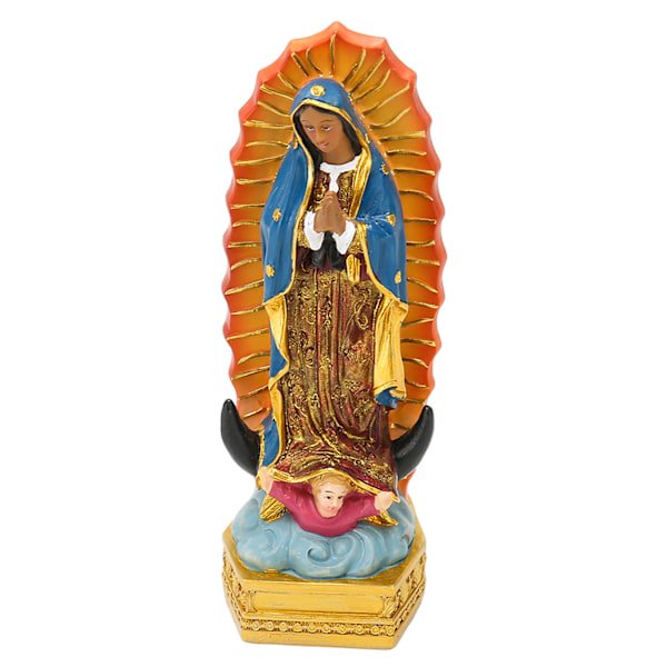 Christian Guadalupe Figurin Handmålad Lyckobringande Jungfru Maria Staty Vår Fru av Guadalupe Figurin för Bordsdekoration