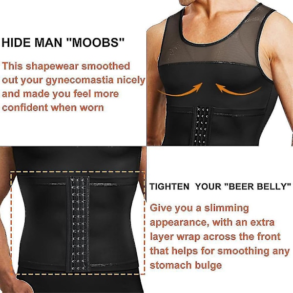 Smalnande Body Shaper Kompressionsväst för Män Vit Storlek M