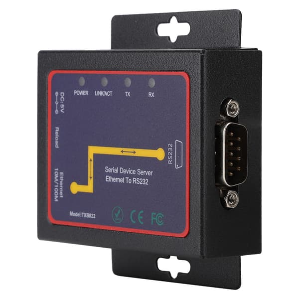 RS232 til TCP/IP-konverter, RJ45 til RS232 Single Serial Server, 100-240V (EU-kontakt)