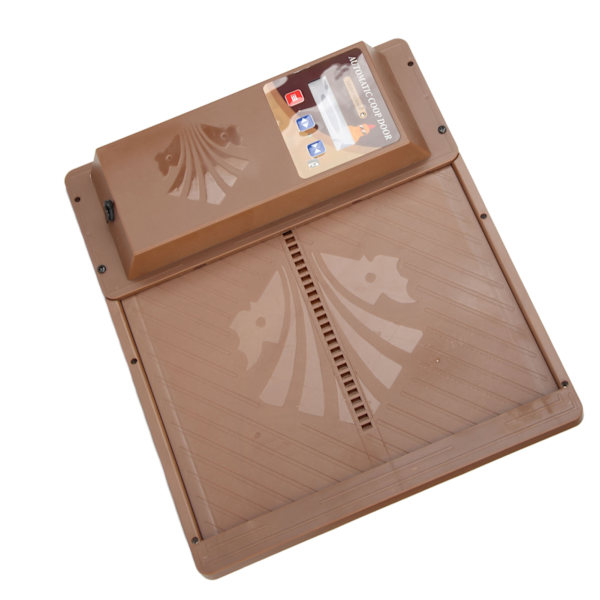 Solar Powered Automatic Chicken Coop Door USB Horizontal Open 3 in 1 Automatic Chicken Coop Door Opener with Timer Light Sensor Remote Control Brown