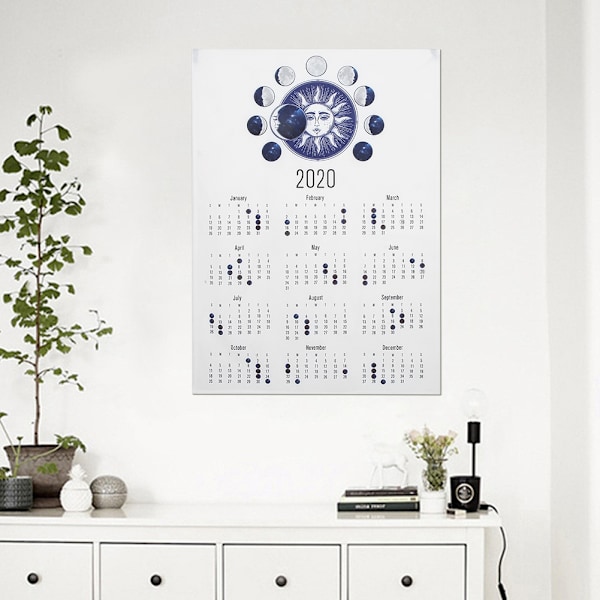 50x70cm Yksinkertainen tyyli 2020 Riippuva kalenteri Seinäkalenteri Koti Taustakuva Koriste Kuun kasvot Pyörätyyppi