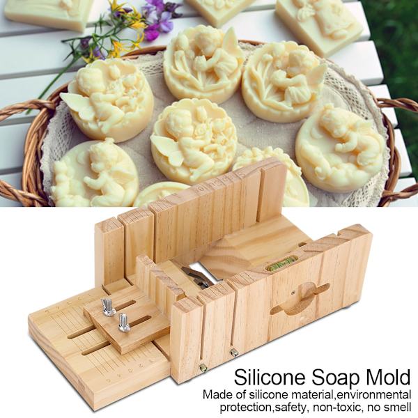Silikontvålform trälåda Cake Maker Cutting Slicer Cutter Making Tool