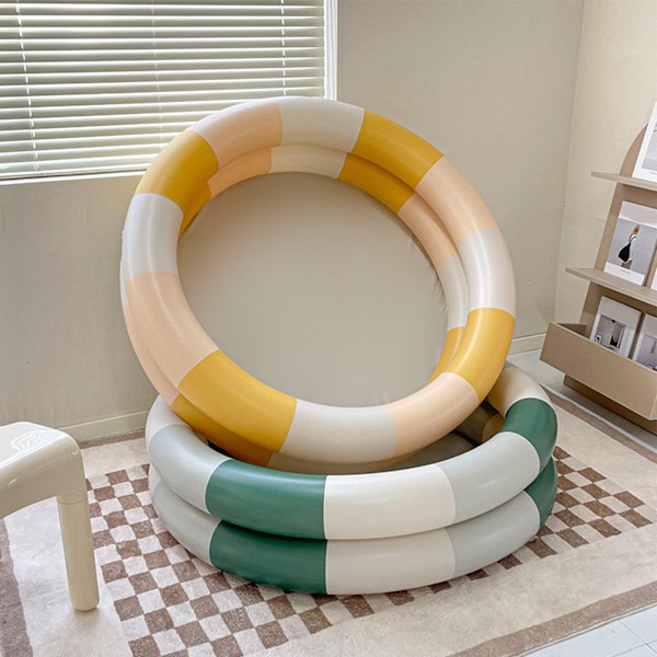 Oppustelig Pool Baby Retro Blow Up Pool Familie Sød Stil Forstærket Vandpool Gul Stripe