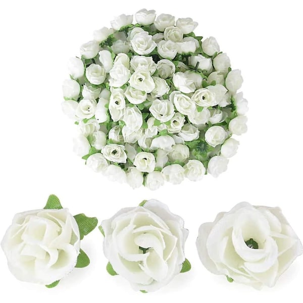 100 st konstgjorda rosor huvud för hembröllopsfest Milky White