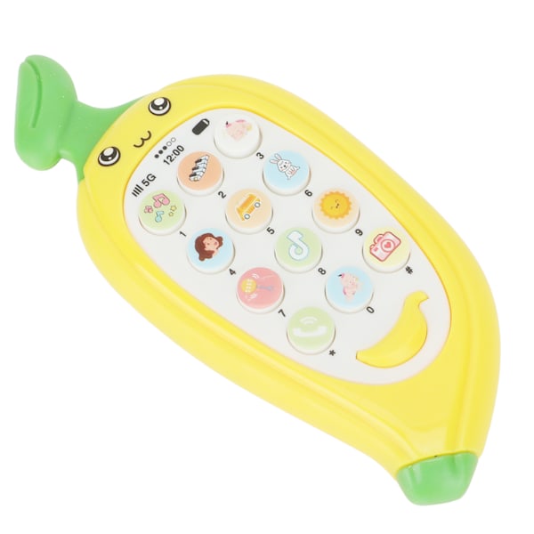 Early Learning Telefon Tvåspråkig Biteable Bitring Cover Multi Modes Baby Mobiltelefon Leksak Banan Gul