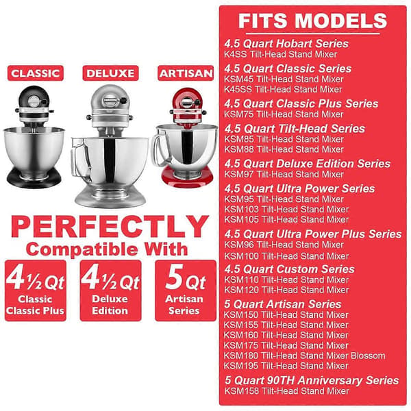 Tilbehør til KitchenAid 4,5-5 Qt kjøkkenmaskin med vippehode[LD] Silver