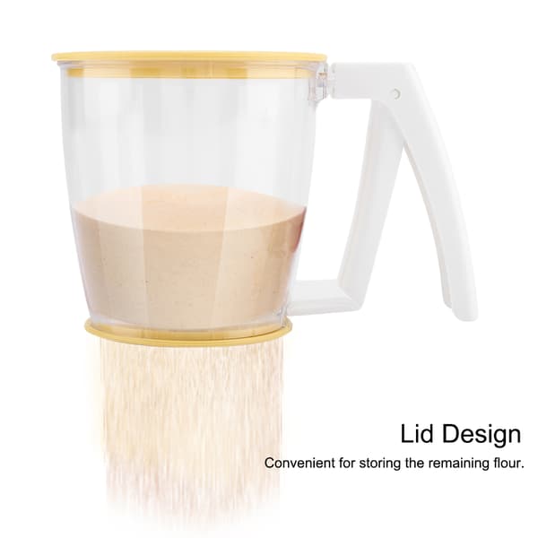 Handheld Cup Flour Sifter Strainer Powder Mesh Sieve Baking Tool with Lid