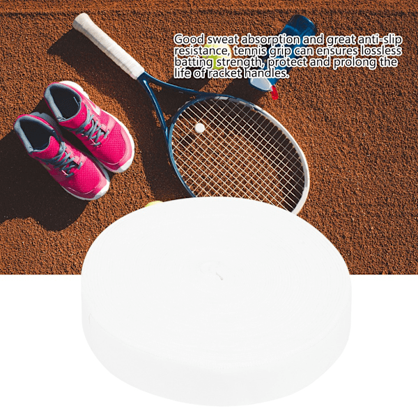 10M polyesterikuituinen hikoilunimeävä liukumaton sulkapallomailan kahvanauha Hengittävä pehmeä tuntuma Tennismailan hikoilunauha (valkoinen)
