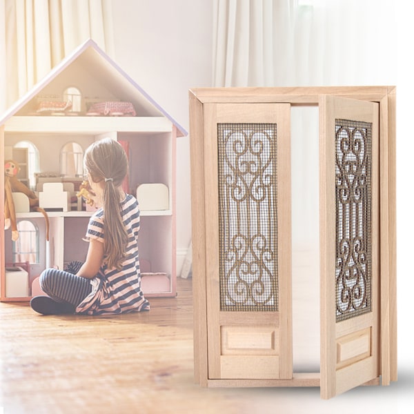 DIY 1: 12 dockhus miniatyrer ihåliga trädörr set barn rolig leksak presentdekor