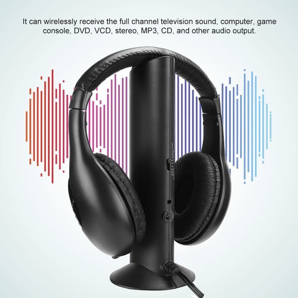 Trådløst headset med indbygget mikrofon og ladestation