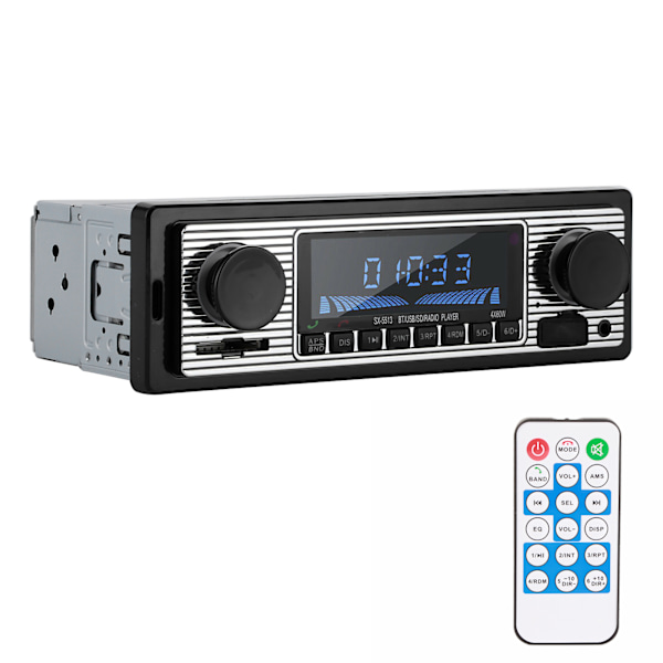 Auto Bluetooth Radio Klassisk Bilstereo MP3 Musikspelare med USB SD AUX FM InDash Huvudenhet (12V)