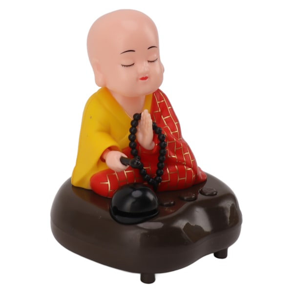 Liten munkfigur USB-lading 6 sanger Musikk LED-nikkende Kinesisk liten Buddha-munkstatu Bilpynt hjemmedekorasjoner