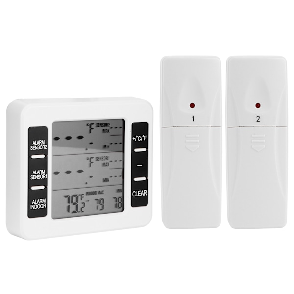 Kylskåpstermometer Trådlös inomhus LCD Digital Fryslarmtermometer med 2 sändare
