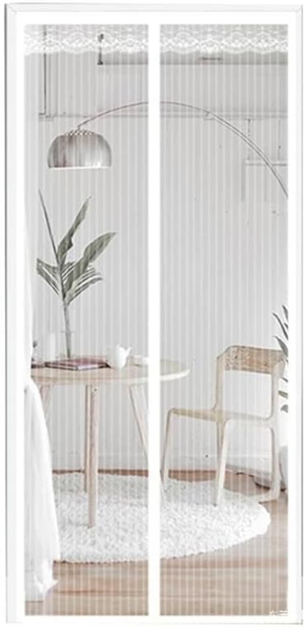 Magnetisk skärmdörr, randig spets, 100x210cm (vit)[LD]