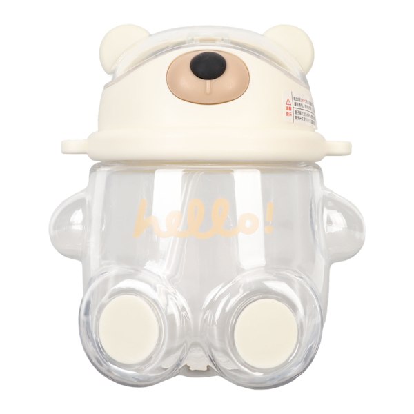 700ml Bjørn Vannflaske for Jenter Barn med Sugerør Justerbar Stropp Tegneserie Kawaii Vannflaske for Shopping Vandring Hvit