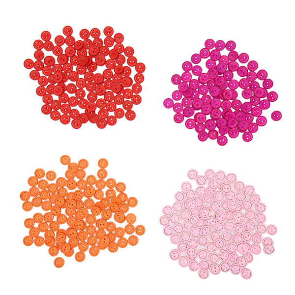 400 stk Runde Treknapper 1,5 cm 2 Hull Assorterte Farger Lett Glatt Håndverksknapper for DIY-dekorasjon