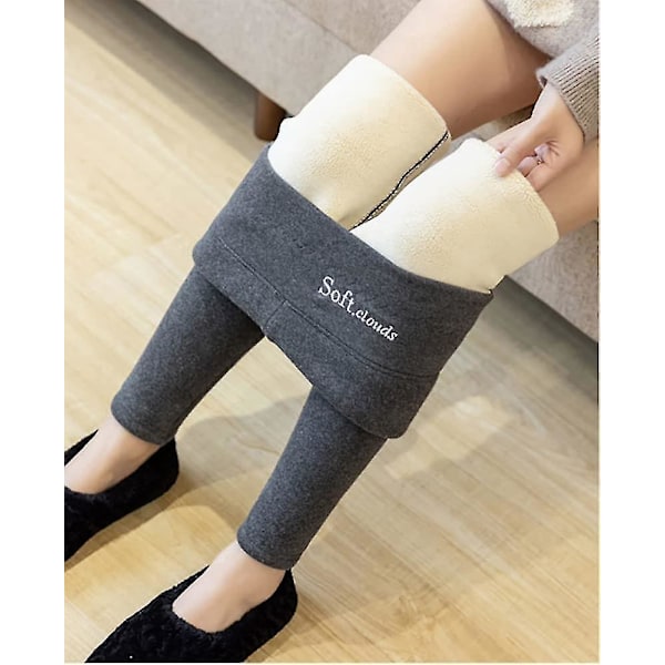 Vinter Kvinders Ensfarvede Fleece Leggings, Termiske Slanke Strømpebukser (Sort, Størrelse M-XXL)