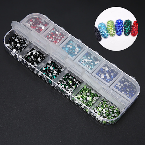 12 Grids Nail Art Strass DIY Nageldekoration Makeup Glitter Beads Manicure Tool6#