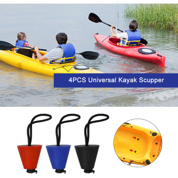 4 STK Best Universal Kayak Scupper Plug Kit Kayak Scupper Plug Kit Kanotrenne Trous Bouchon Bouchon, modell: Noir