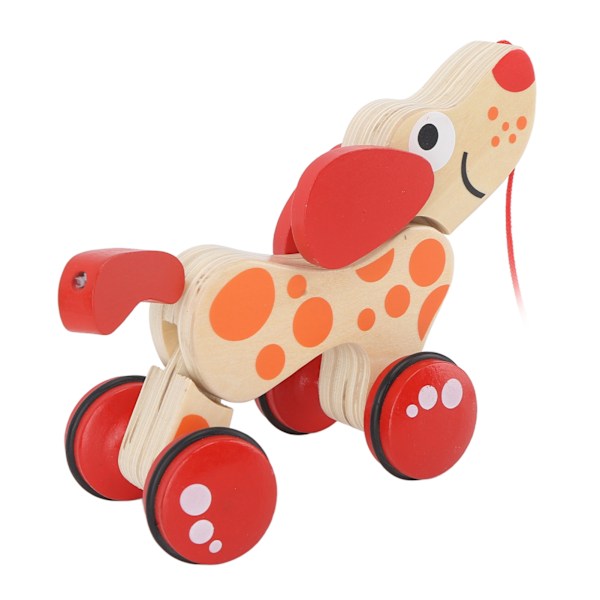 Push Pull Toy Pull Walk Along Pull Trä Hund Walk En lång valp Trä Pull Toy för promenader småbarn Hundstil