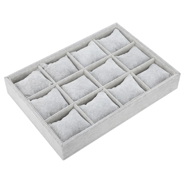 12 rutnät Watch Storage Box Armband Fall Organizer Smycken Display Container med kudde