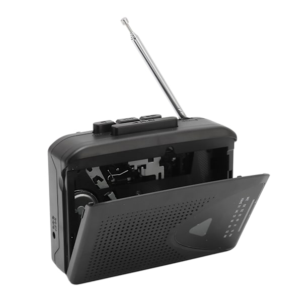 Kassettspelare Retro Stereo 2 Laddningsmetoder Bärbar bandspelare med klar högtalare för inomhus utomhus svart