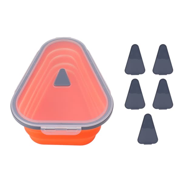 Reusable Expandable Pizza Storage Container with 5 Microwave Trays Adjustable Silicone Pizza Box Orange