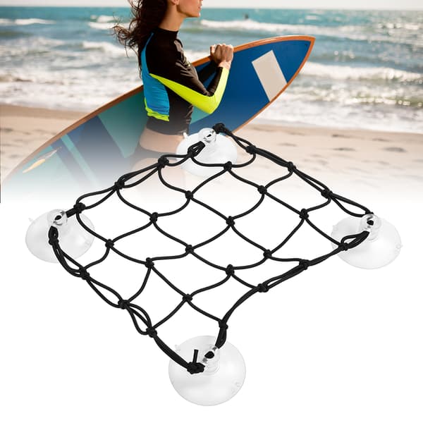 Durable Nylon Rope Mesh Surfboard Plastic Suction Cup Storage Net Paddleboard Deck Bag for Life Jacket