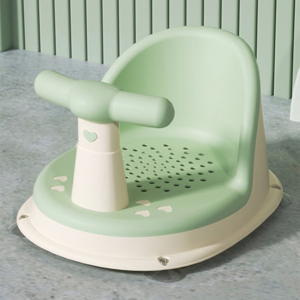 Babybadsits Justerbar Ergonomisk Förhindra halka Spädbarnsbadkarssits Badstol med starka sugkoppar Grön