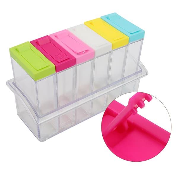 Transparent Plastic Spice Bottles Jars 6 Grids Set Kitchen Utensil Accessories