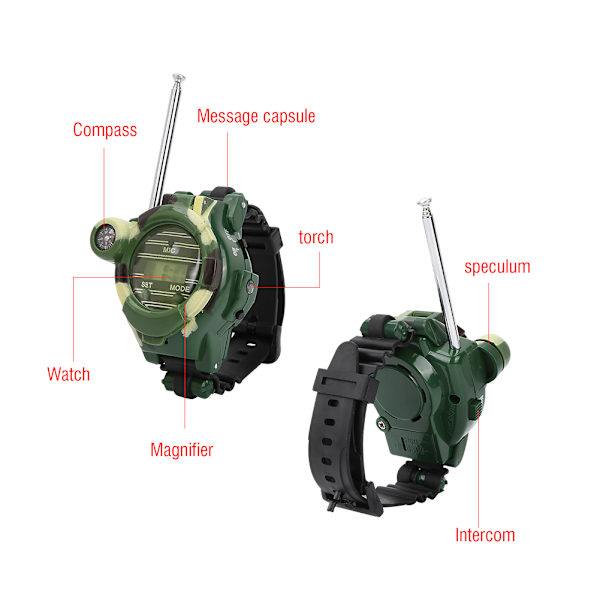 2st 7 i 1 barn utomhus interphone Barn digital intercom Watch 30m Walkie Talkie