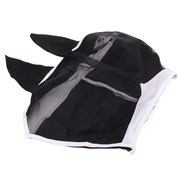 Hestefluemaske All Round Mesh Andas Flugmaske Elastisk UV-beskyttelse Hest Ansigtsmaske med Ører Sort S 42x35cm / 16,5x13,8in