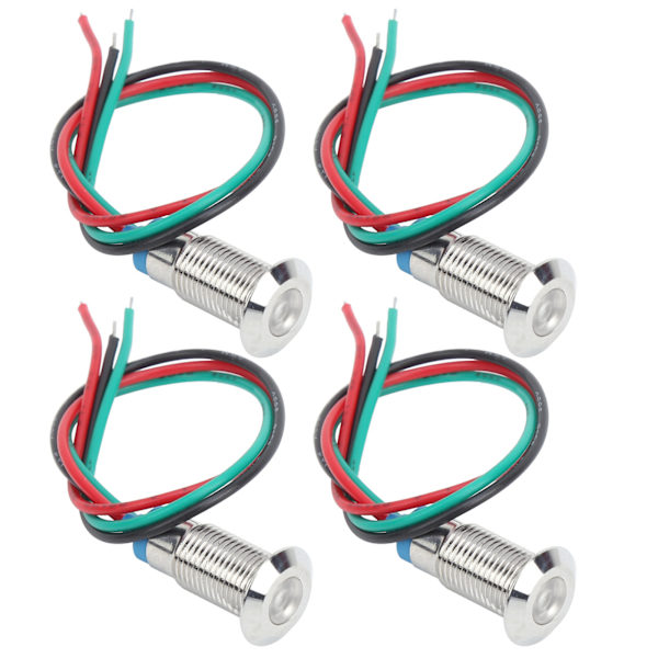 4 set metall LED-indikatorlampa Gemensam katodlampa Industriella kontrollkomponenter 8mm 12-24VRed och grön