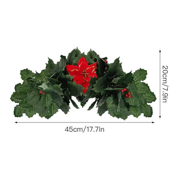 Jul Dörr Lintel Dekoration 45cm Sidentyg Konstgjord julkrans Dörrdekor