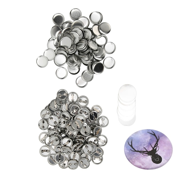 100 Sett Blanke Knappemerke Deler Sett Rund Form Rustforebygging Enkel Utskrift Knapp Nålmerke Kit for Knappemaskin 25mm/1.0in