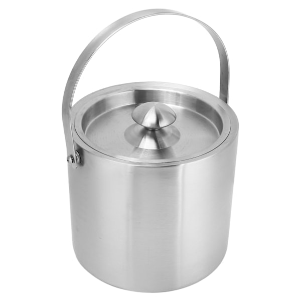 Ishink Rostfritt stål 3L dubbelväggisolerad ishink med lock för ölchampagne