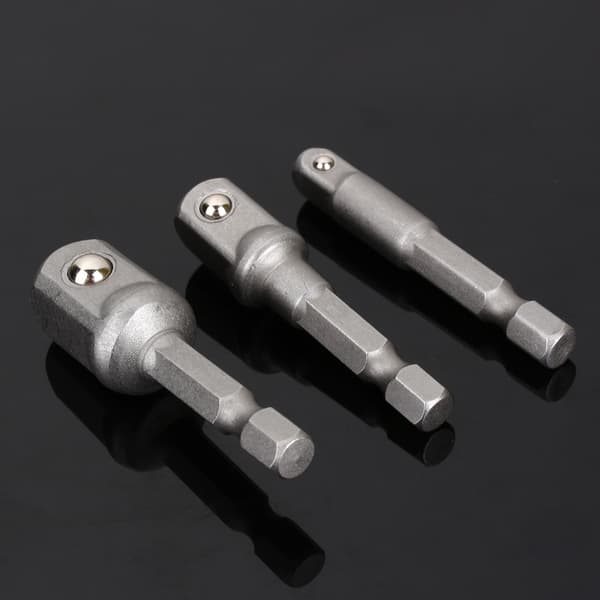 3 stk Borsokkeladaptere Hex-drift til 1/4\" 3/8\" 1/2\" Drift Impact Driver
