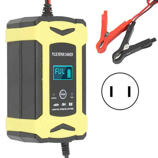 Intelligent batterilader med køleblæser Høj lavfrekvent puls Smart Maintainer 110‑240V US-stik