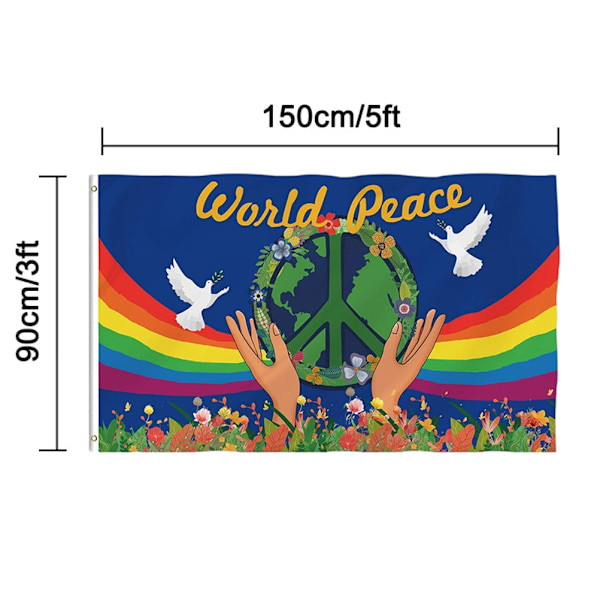 World Peace Flagga Polyester Stora banderoller 90*150CM Blekbeständiga flaggor Perfekt för utomhusdekoration i hemmet