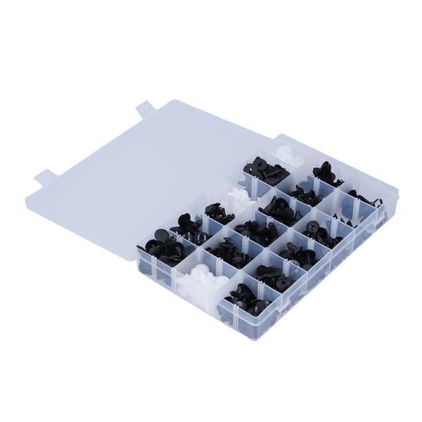 415 st. Bilfästen Plastfästen 18 Sorter Push Pins Kroppsnitbultar Sortiment Set Box Förpackad