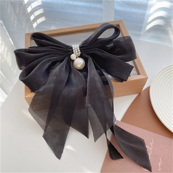 Sløjfe Hårklemme Kvinder Piger Mode Elegant Bowknot Hårtilbehør i Lyse Farver Sort