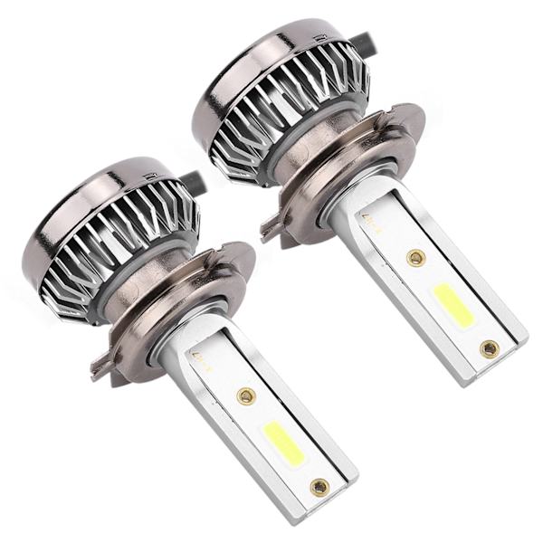 2 stk Mini H7 LED DOB Pære Vanntett Selvoppvarmet Varmespredning Frontlys 6000LM 6000k Tåkelys