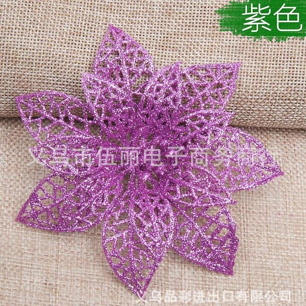 10 cm simulering jul falske blomster 5 farger valgfri hule juleblomster julegavedekorasjon purple