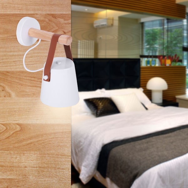 Moderne trelamper for soverom Veggmontert lampe Veranda korridor Arbeidsrom Armatur Romdekor (Hvit)