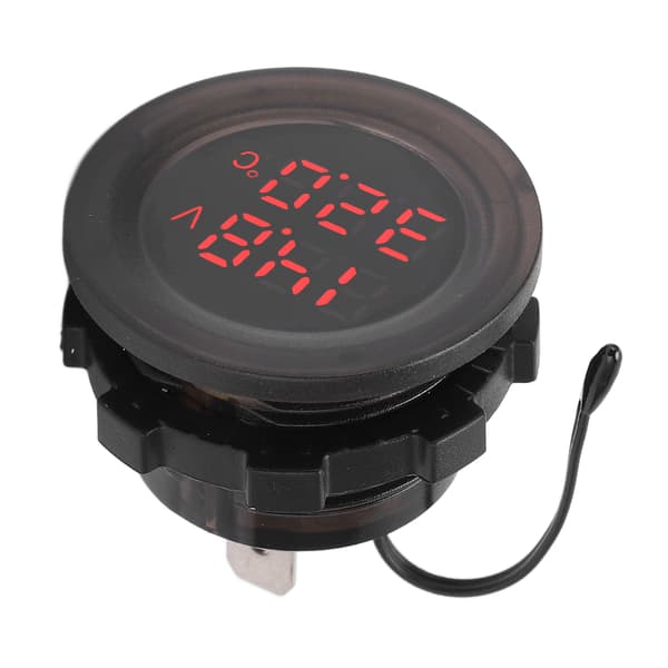 Dual Display Temperature Voltmeter Clear Stable Display Waterproof Easy Installation Car Thermometer Detector