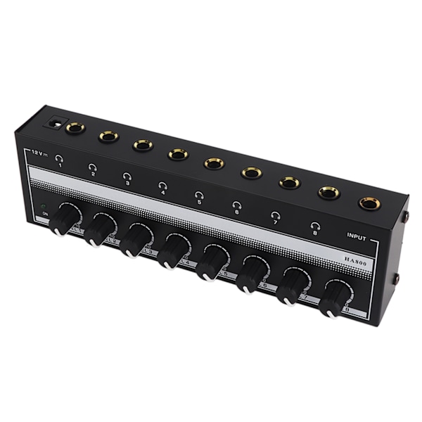 Høretelefonforstærker 8-kanals bærbar metalstereo forstærker til studio og scene 100 til 240V EU-stik