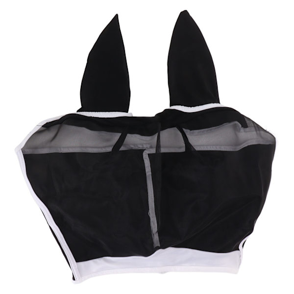 Hestefluemaske All Round Mesh Andas Flugmaske Elastisk UV-beskyttelse Hest Ansigtsmaske med Ører Sort S 42x35cm / 16,5x13,8in