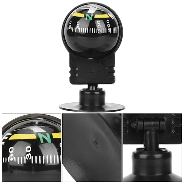 2 st LC282 ABS Bärbar Bilkompass Guide Ball med Sugkopp Utomhus Navigationsverktyg