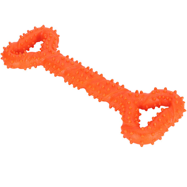 TPR Hund Tuggleksak Benform Tänder Rengöring Stick Husdjur Interaktiv Molar Leka ToyOrange