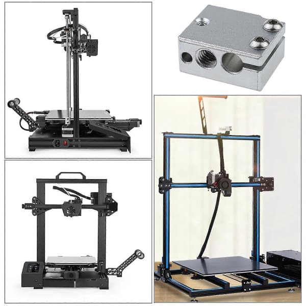 Volcano varmeblok til E3d Volcano 3D-printer M6-gevind M3 monteringshul (sølv) (2 stk)